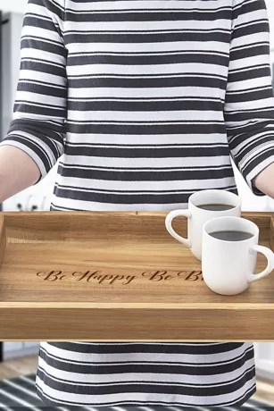 Personalized Acacia Tray with Metal Handles David's Bridal